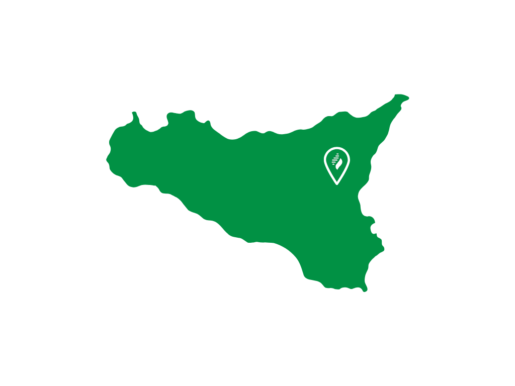 Sicilia con pin nell’area di Biancavilla